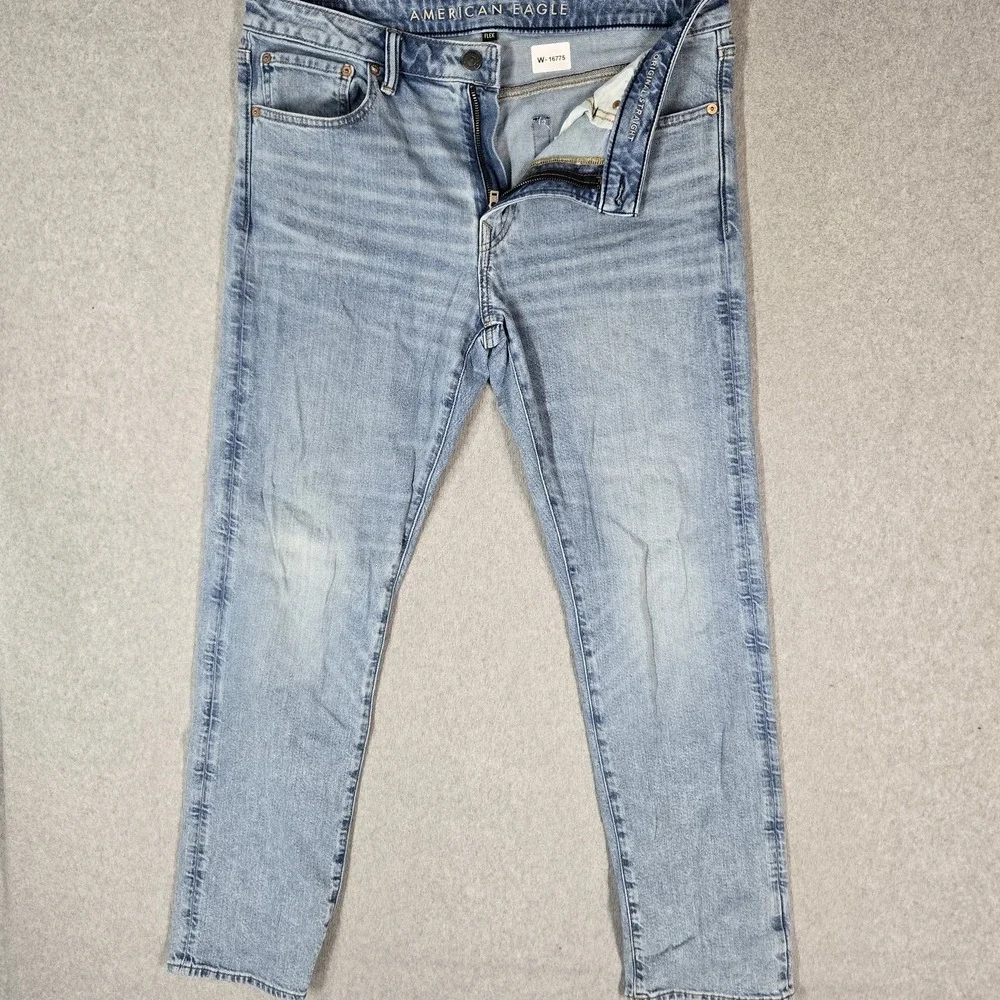 American Eagle Outfitters Men Jeans 34X34 Light Blue Denim Original Straight
